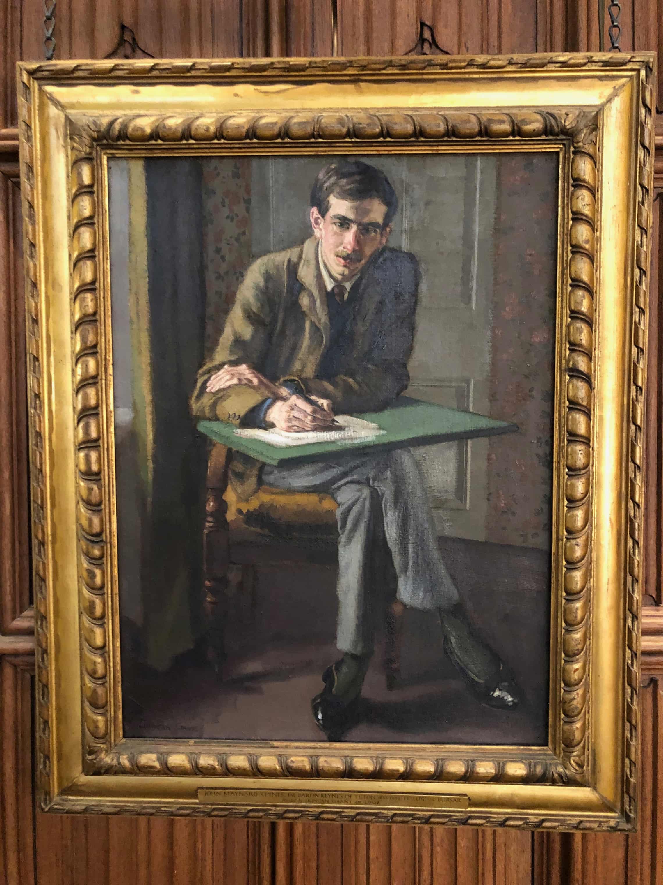 A portrait of John Maynard Keynes, painted by his lover Duncan Grant, hangs in the dining hall at King’s. Photograph: By permission of the Provost and Scholars of King’s College, Cambridge